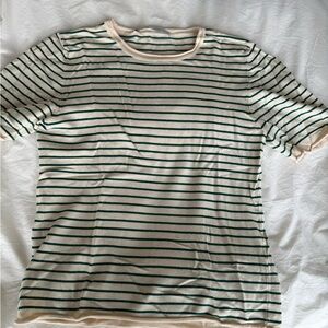 Zara Beige and Green Striped knit Tee